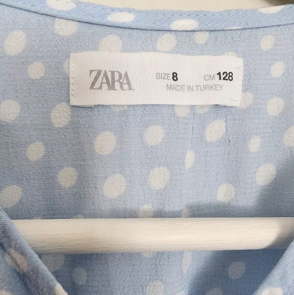 ZARA GIRLS BLUE WHITE POLKA DOT ELASTIC WAIST LIGHT DRESS SZ.8 - Picture 5 of 10